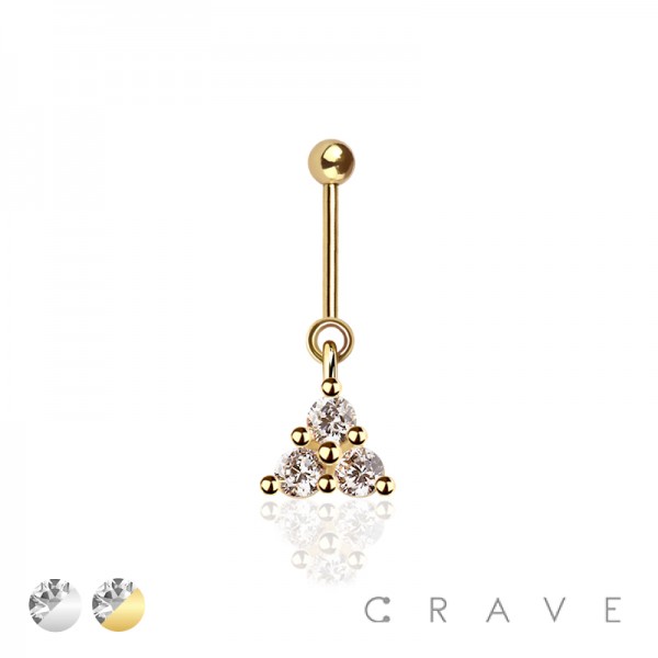 316L SURGICAL STEEL TRIPLE CZ BEZEL VERTICAL HELIX STUD